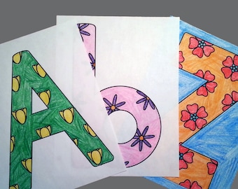52 Flowered Alphabet Coloring Pages