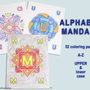 52 Alphabet Mandala Coloring Pages | Etsy