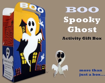ブー 不気味なゴースト アクティビティ ギフト ボックス 印刷可能なハロウィーンの記念品 トリート ボックス
