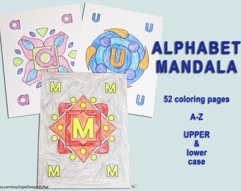 52 Alphabet Mandala Coloring Pages