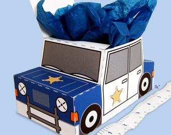 Courageous Cop Car Gift Box printable favor/treat box