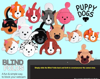Blind Folds 12 Puppy Dogs printable paper webcam covers