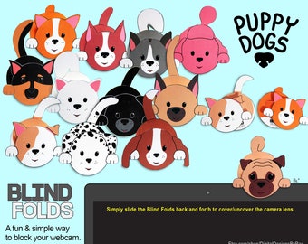 Blind Folds 12 fundas para webcam de papel imprimibles de Puppy Dogs