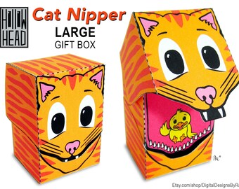 Cat Nipper large Hollow Head printable gift box