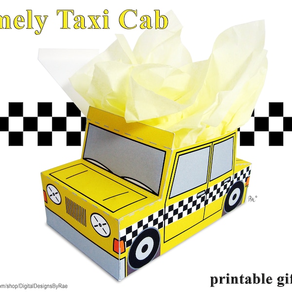 Timely Taxi Cab Gift Box printable favor/treat box