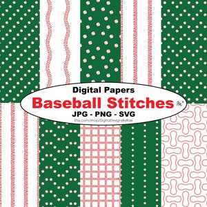 Baseball Stitches Digital Paper Set with 10 patterns