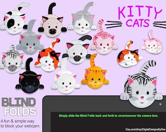 Blind Folds 12 couvertures de webcam en papier imprimables Kitty Cats