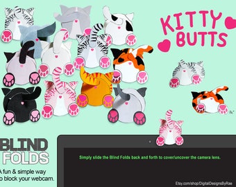 Blind Folds 12 Kitty Butts printable paper webcam covers