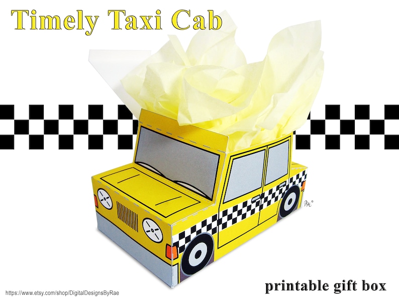 Caja de regalo Timely Taxi Cab caja de regalo/favor imprimible imagen 1