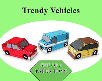 トレンディな乗り物 紙製おもちゃの車モデル 3 個セット