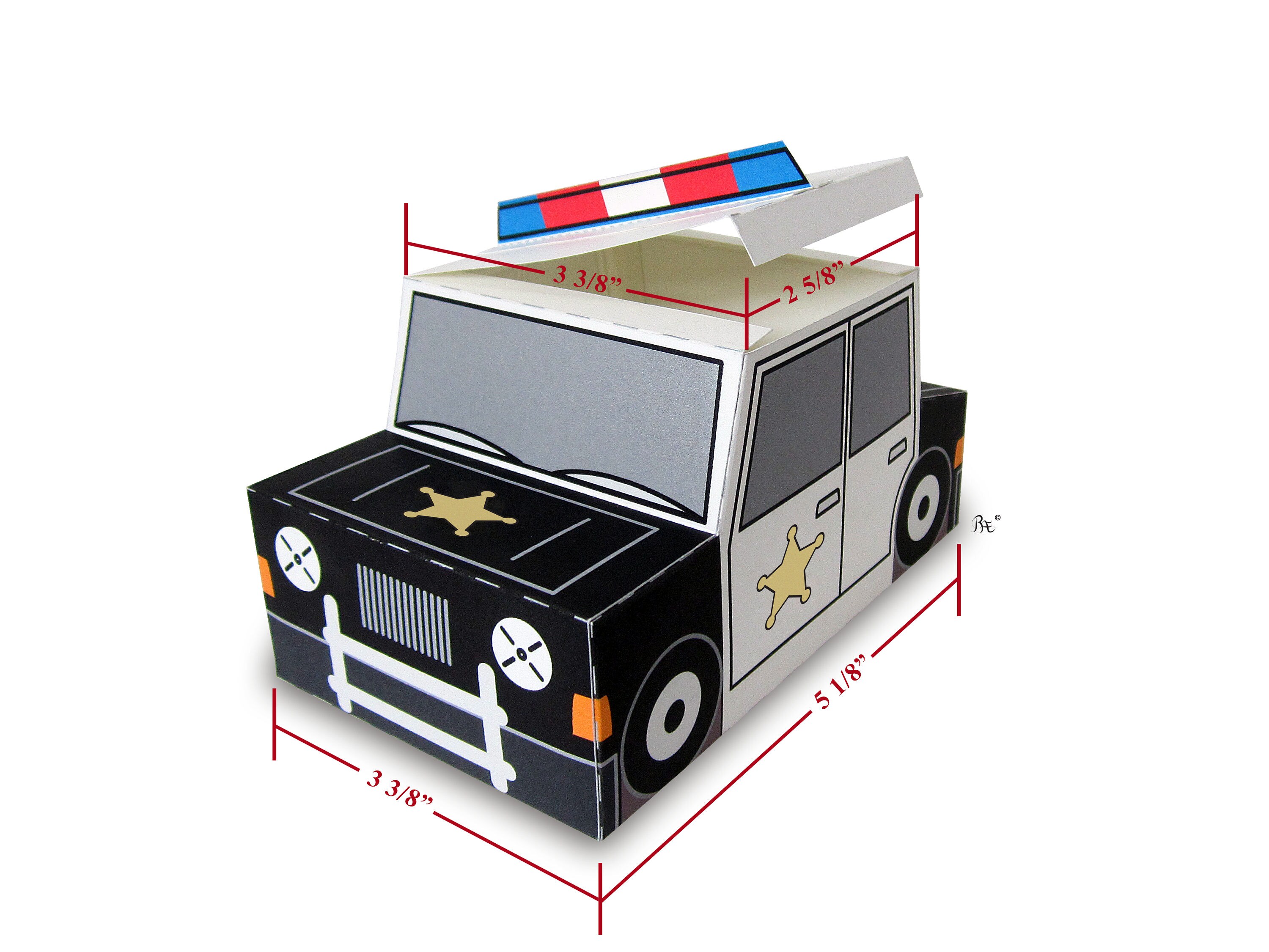 Plucky Police Car Gift Box Printable Favor/treat Box 
