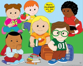 Back to School Kids digital clipart set