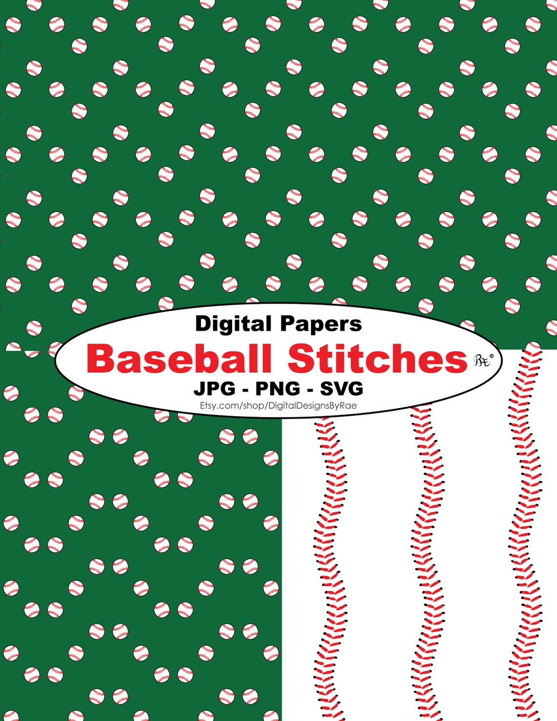 Baseball Stitches Digital Paper Set With 10 Patterns - Etsy