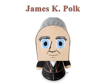 Präsident James K. Polk Paper Toy Model mit beweglichen Teilen