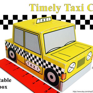 Caja de regalo Timely Taxi Cab caja de regalo/favor imprimible imagen 5