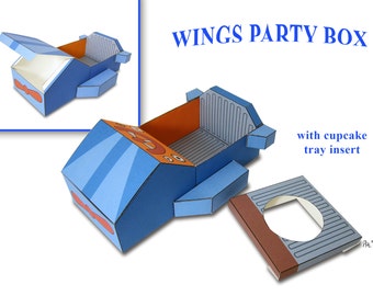 Wings Party Box printable double favor/treat/cupcake box