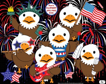 Conjunto de imágenes prediseñadas digitales de águilas calvas patrióticas