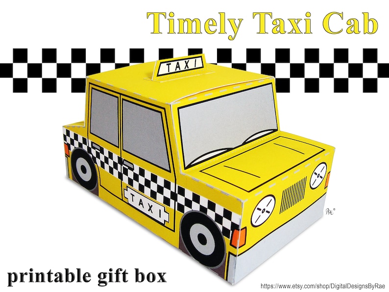 Caja de regalo Timely Taxi Cab caja de regalo/favor imprimible imagen 4