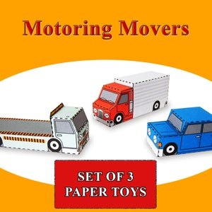 Motoring Movers Paper Toy Vehicle Models Set of 3