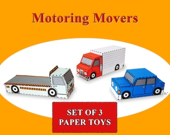 Motoring Movers Paper Toy Vehicle Models Set of 3
