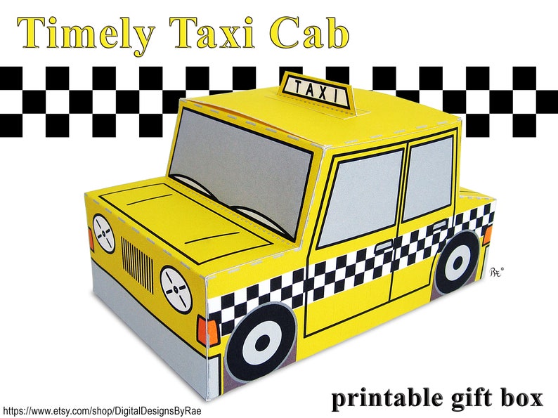 Caja de regalo Timely Taxi Cab caja de regalo/favor imprimible imagen 2