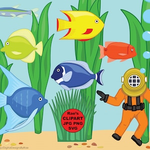 Aquarium Fish colorful digital clipart set