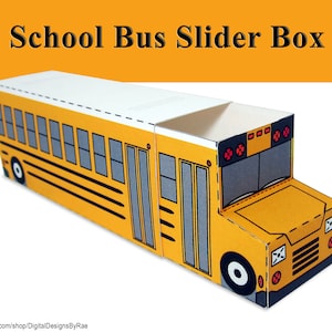 Caja deslizante de autobús escolar caja de regalo/favor imprimible