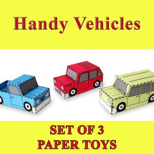 Handy Vehicles Paper Toy Car Models Set of 3