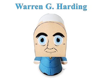 Modelo de juguete de papel del presidente Warren G. Harding con piezas móviles