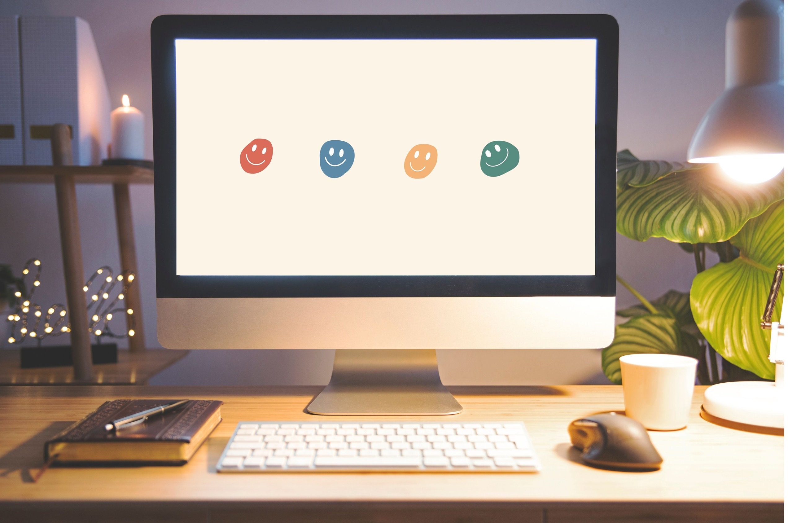 Minimalist Retro Smiley Face Desktop Wallpaper - Etsy