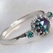 Rare Alexandrite Engagement ring with Natural White or Teal Diamonds 925 Sterling Silver Colour change Gemstone ring, April, June Birthstone