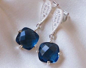 Luxury Sparkling Blue Iolite Drop Earrings in Sterling Silver