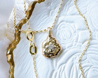 Stargazer Molten Gold Diamond Pendant Necklace in 9ct / 18ct Gold.