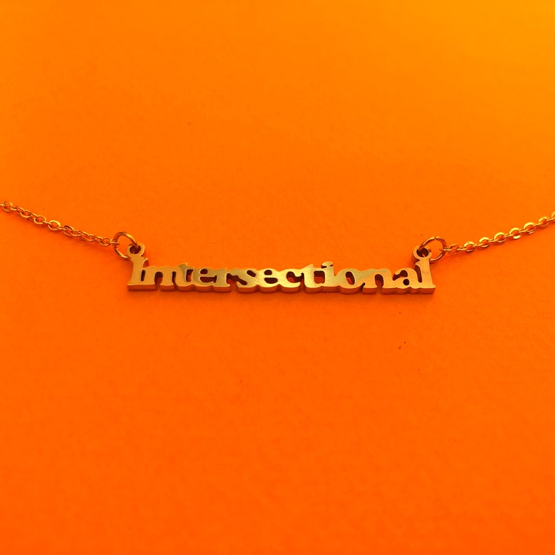 Intersectional Feminism Nameplate Necklace Gold 18k 