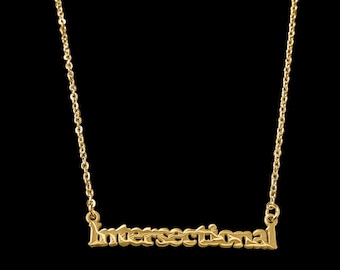 Intersectional Feminism Nameplate Necklace Gold 18k