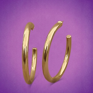 Large Gold Hoop Earrings, 18K Gold Plated Thick Gold Hoop Earrings, 50mm, Chunky Gold Earrings