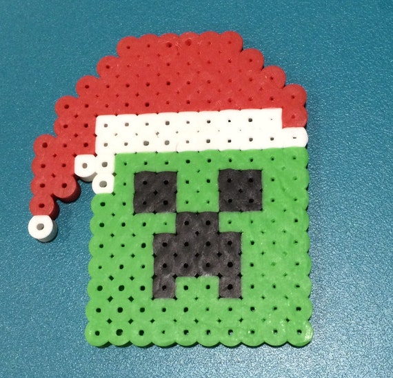 Creeper Santa Perler Bead Ornament Etsy - perler bead designs roblox