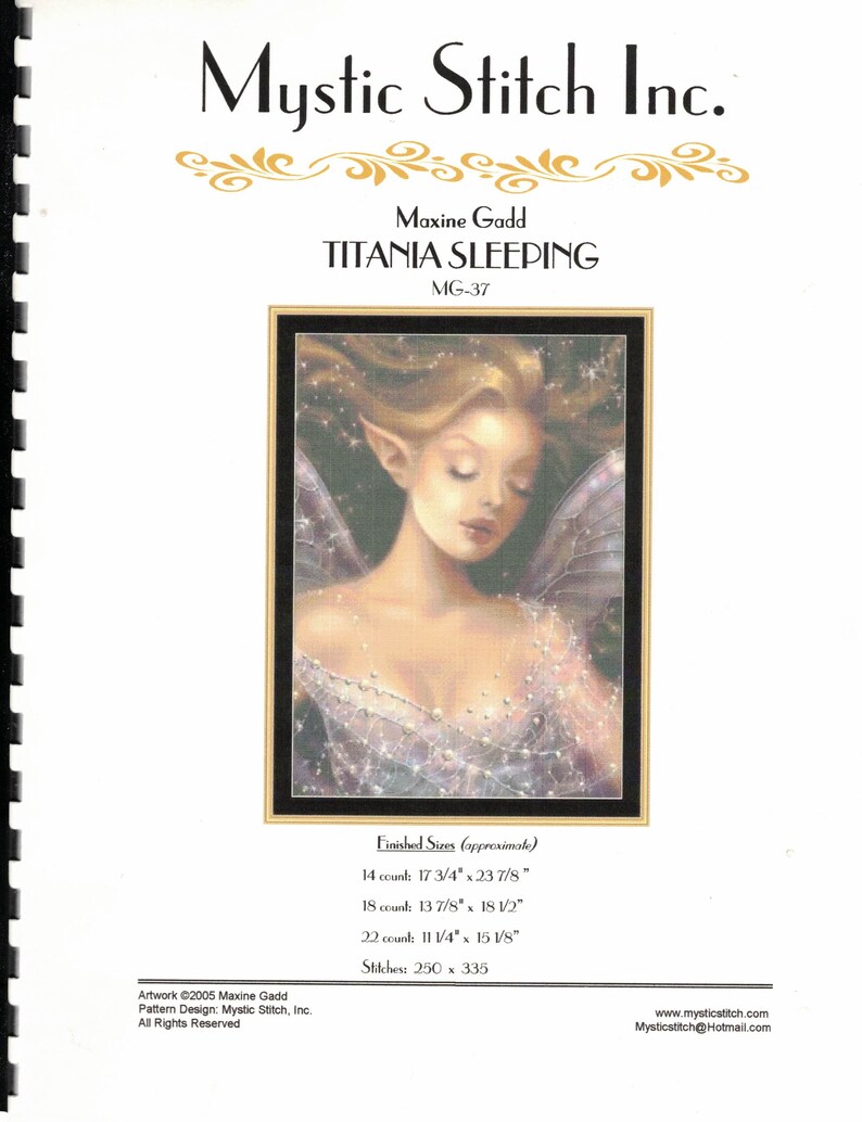 Titania Sleeping 1 Counted Cross Stitch Pattern By Mystic Stitch Inc