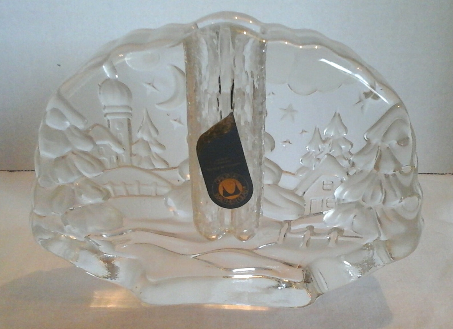 Vintage German Art Deco Glass Candle Holder Christmas Motif Etsy