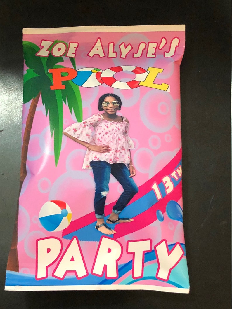 Custom Pool Party Chip Bags Filled