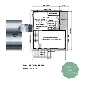 Modern Farmhouse Plan with Garage, Part 1 of Design 2, 2 bedrooms 2 bathrooms, 910 sq ft image 3