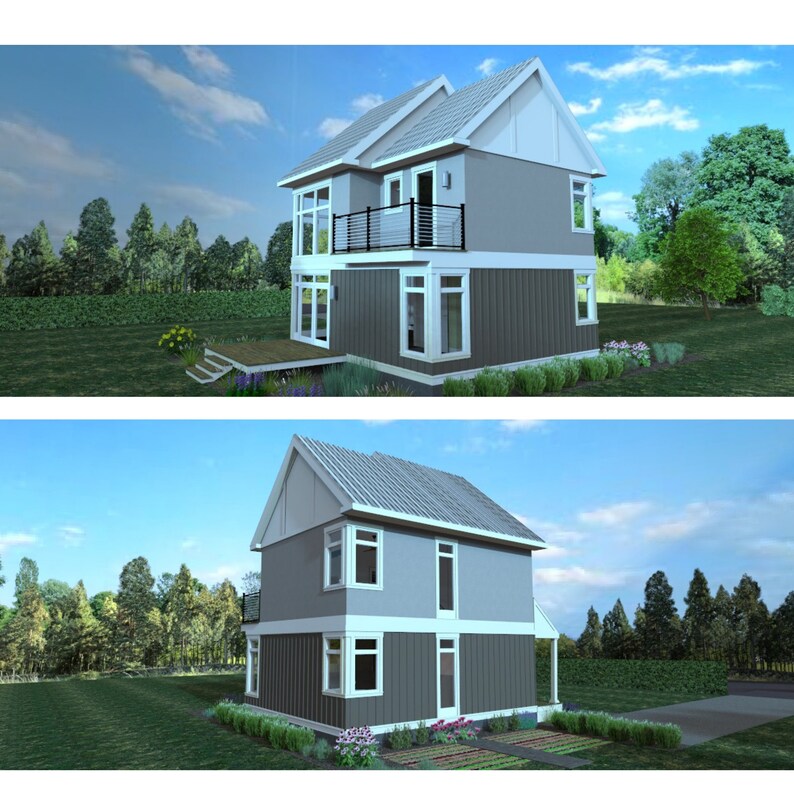 Small Modern Farmhouse House Plan, Design 1/ Part 1, 2 bedrooms 2 bathrooms, 890 sq ft. image 4