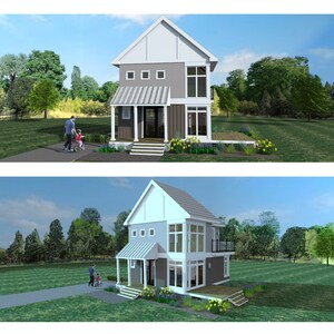 Small Modern Farmhouse House Plan, Design 1/ Part 1, 2 bedrooms 2 bathrooms, 890 sq ft. image 3