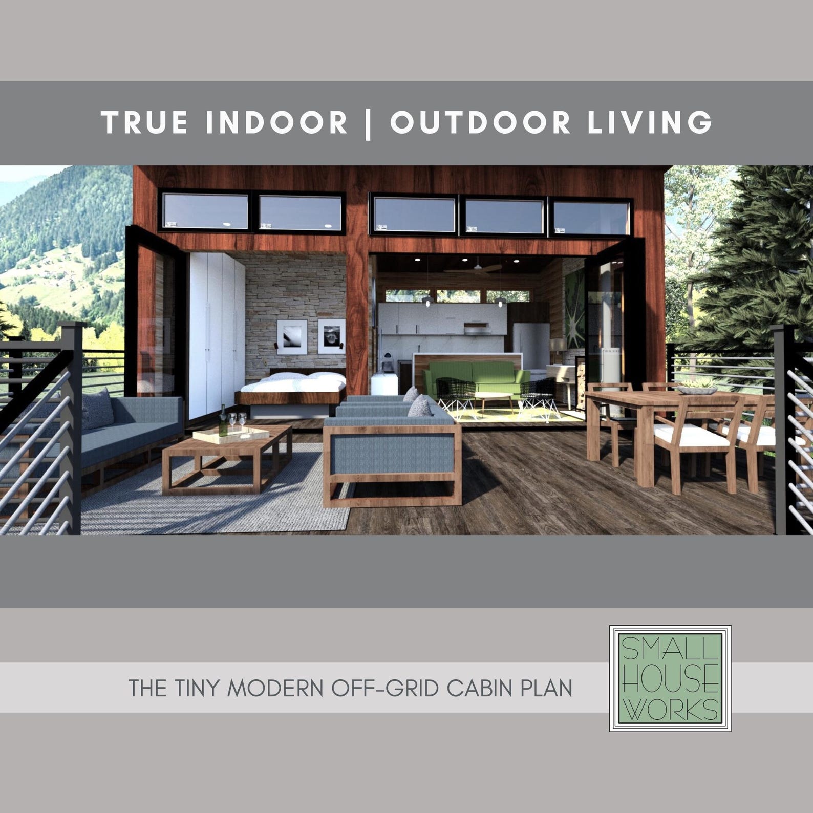 Tiny Modern Off-grid Cabin Plan: 16'x24', Luxury Cabin, ADU (PDF ...