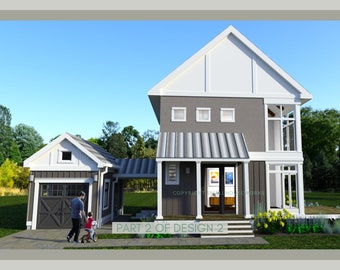 Modern Farmhouse Plan with Garage, Part 2 of Design 2,  2 bedrooms| 2 bathrooms, 910 sq ft