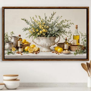 French Country Kitchen Wall Art, Kitchen Wall Art Décor, Artful Lemons Canvas, Lemon Still Life, Citrus Painting, New House Gift