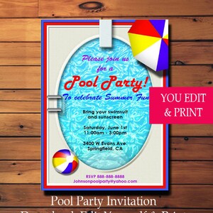 Pool Party Invitation Swimming Pool Party Invitation Summer - Etsy