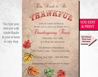 elegant thanksgiving invitation thanksgiving dinner etsy