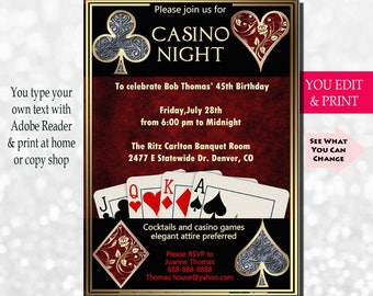 casino invitation etsy