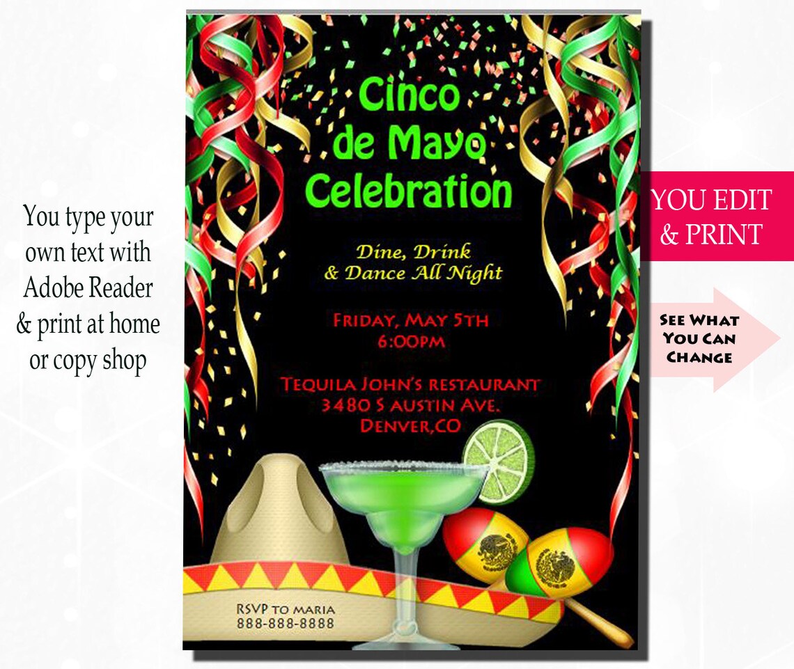 Cinco De Mayo Invitation Cinco De Mayo Party Invitation Etsy